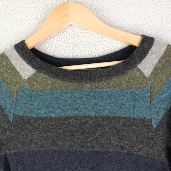 Kavu Sweater Womens Small Blue Green Striped Alpaca Merino Wool Crew Lightweight - Picture 2 of 8